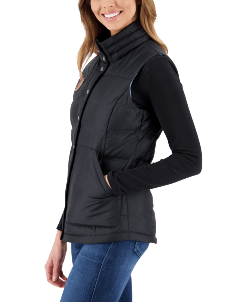 1405216009_S06_MODSDE The Mila Down Vest will provide extra warmth as a mid-layer on the coldest of days or be a great stand-alone piece for everyday use. Featuring 550 Fill Power Allied Down and Feather responsibility sourced insulation and an ultra-light water-resistant fabric. A versatile piece with a tailored fit which can be worn alone or as an underlayer.