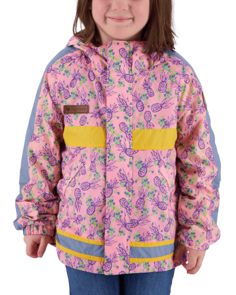 7200120173_S05_MODFRT The Frankie Shell is a lightweight, water resistant shell, crafted with kids in mind; durable, fun colors and prints, handwarmer pockets, and reflective trims for safety. Reliable protection for back to school, family outings, bike rides, and outdoor adventures.