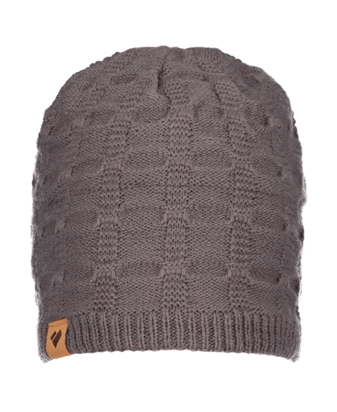 4801420004_S01_MQNFRT A tall beanie is eye-catching and fresh. The 100% acrylic yarn reverse rib-knit creates a cool geometric pattern. A fleece inner head band absorbs any excess moisture as well as being smooth and itch-free.